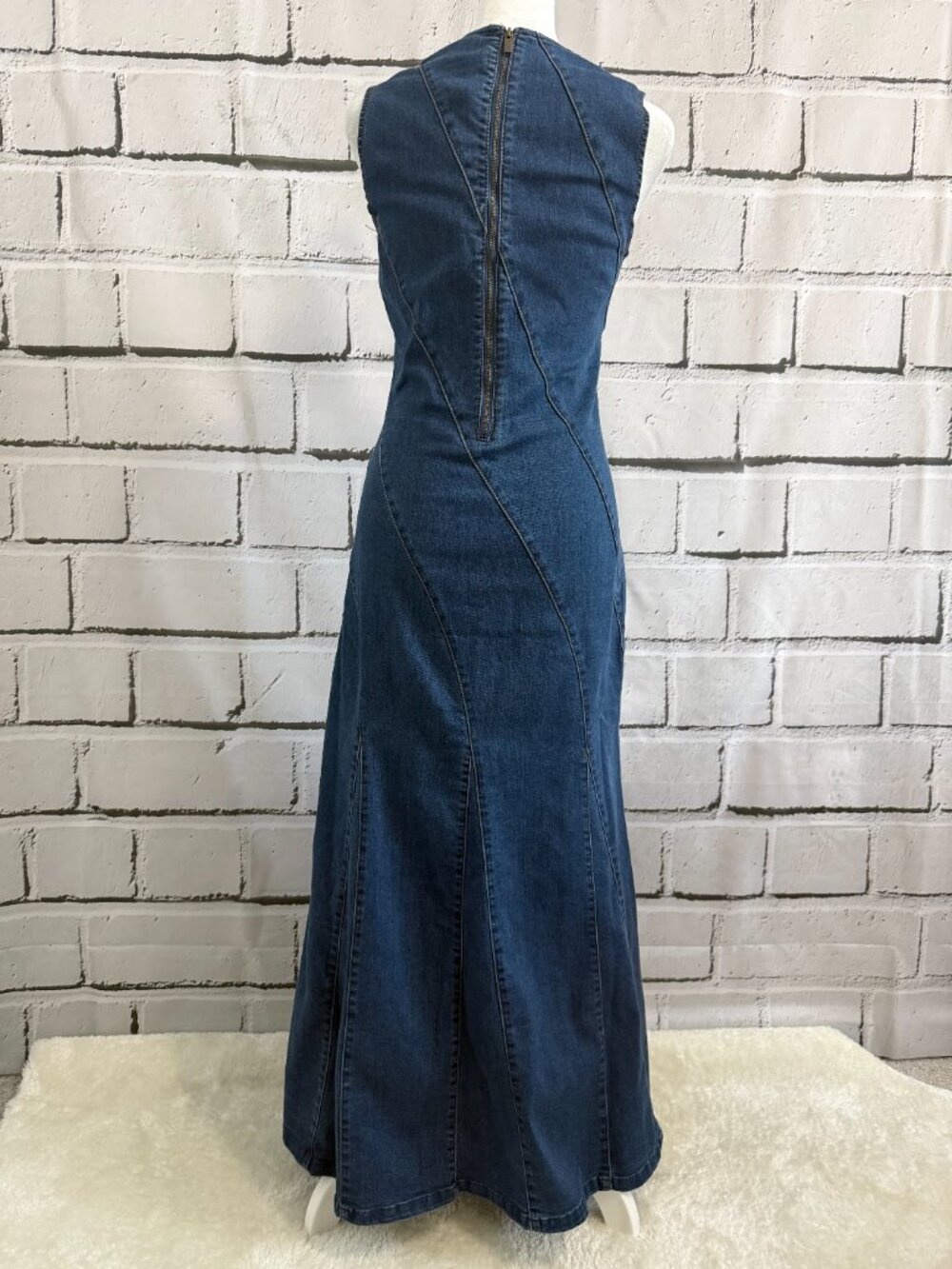 NWT House of Harlow 1960 Paneled Denim Maxi Dress XS - Picture 5 of 14